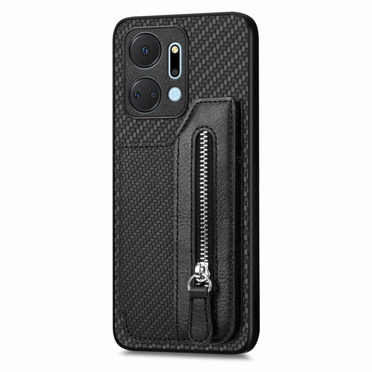 Carbon Fiber Horizontal Flip Zipper Wallet Phone Case