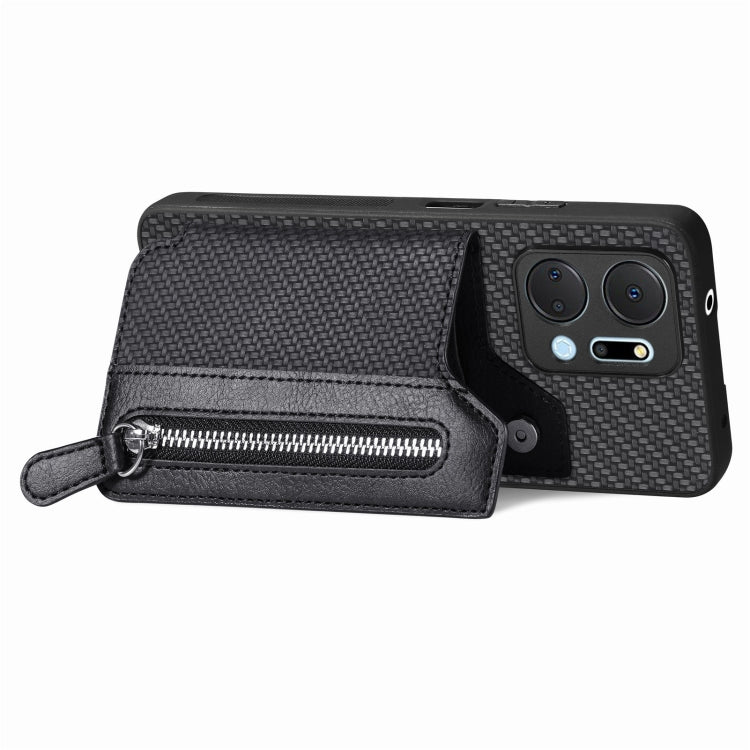 Carbon Fiber Horizontal Flip Zipper Wallet Phone Case