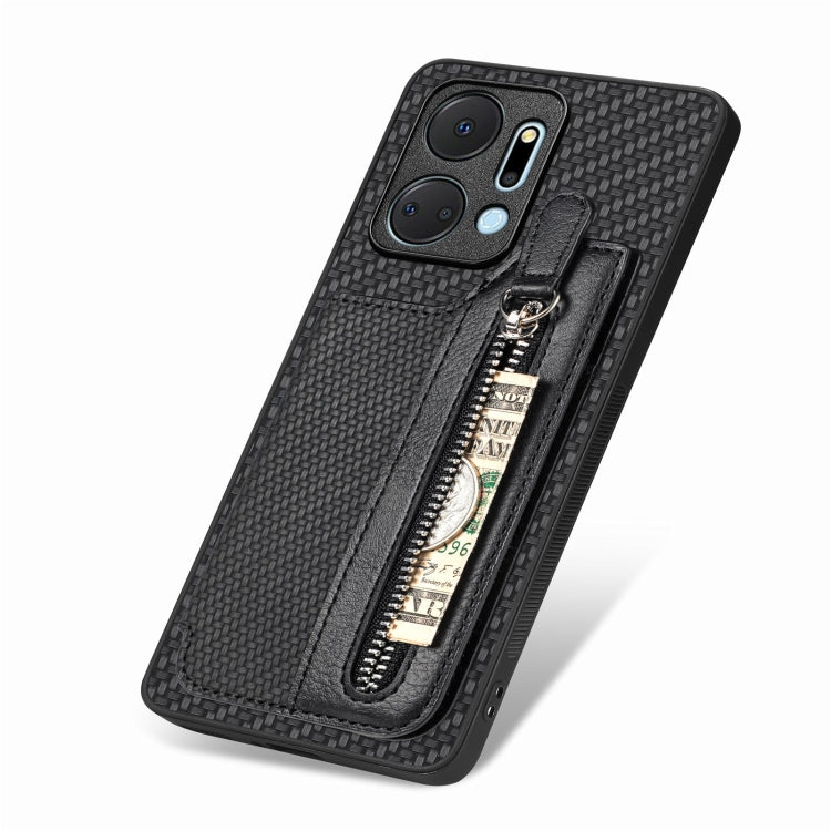 Carbon Fiber Horizontal Flip Zipper Wallet Phone Case