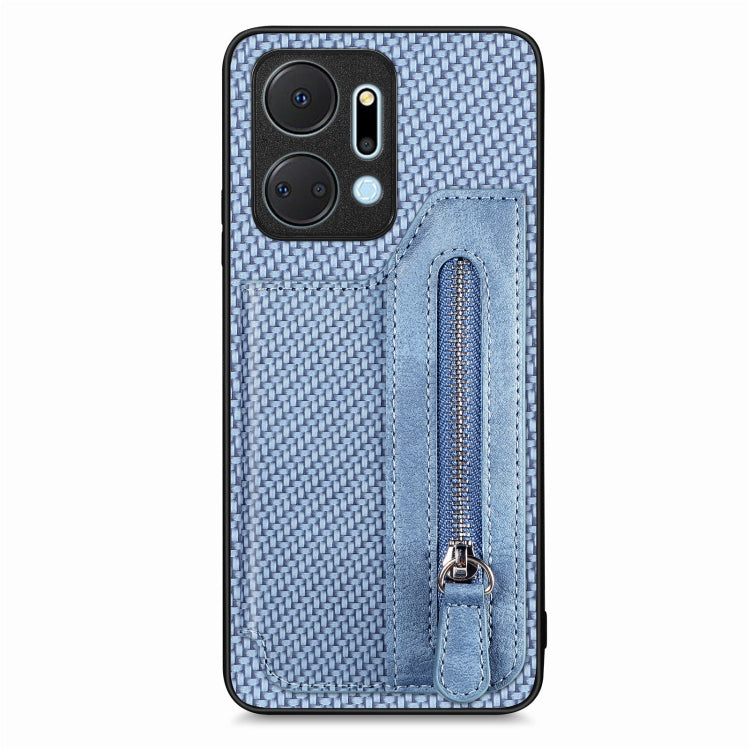 Carbon Fiber Horizontal Flip Zipper Wallet Phone Case