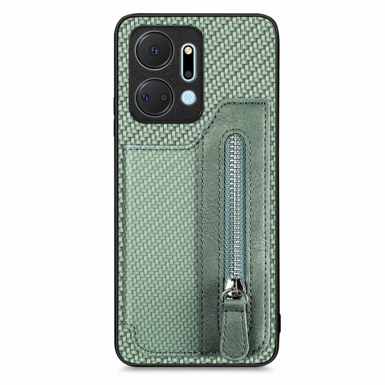 Carbon Fiber Horizontal Flip Zipper Wallet Phone Case