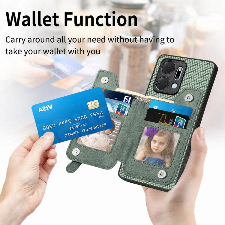 Carbon Fiber Horizontal Flip Zipper Wallet Phone Case