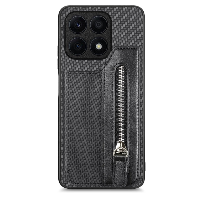 Carbon Fiber Horizontal Flip Zipper Wallet Phone Case