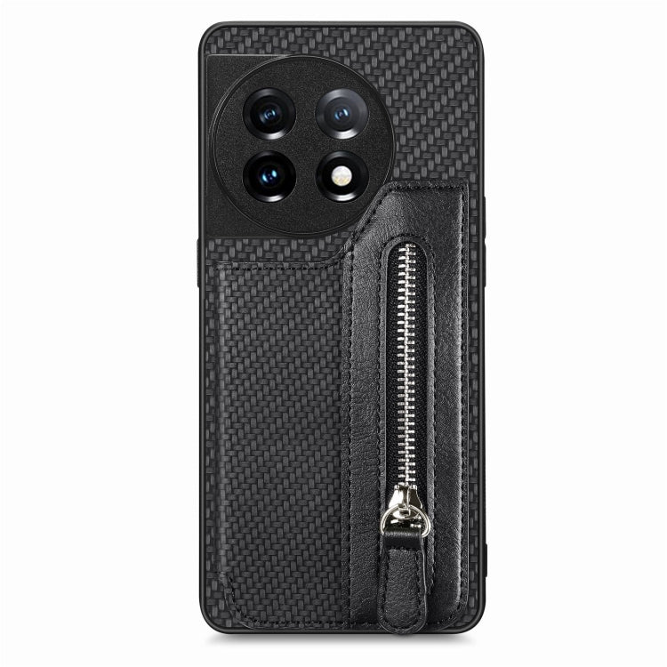 Carbon Fiber Horizontal Flip Zipper Wallet Phone Case