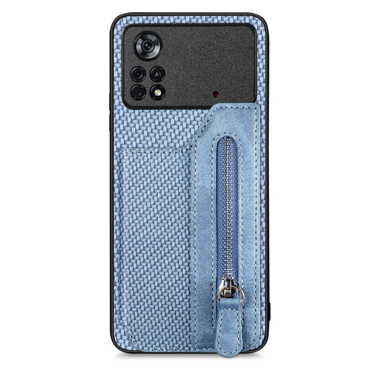 Carbon Fiber Horizontal Flip Zipper Wallet Phone Case