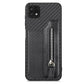 Carbon Fiber Horizontal Flip Zipper Wallet Phone Case