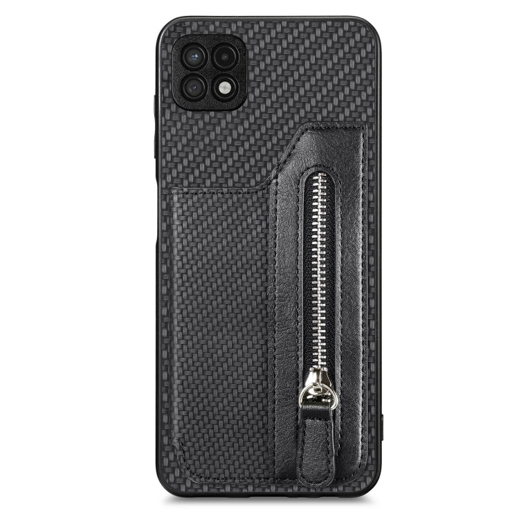 Carbon Fiber Horizontal Flip Zipper Wallet Phone Case