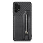 Carbon Fiber Horizontal Flip Zipper Wallet Phone Case