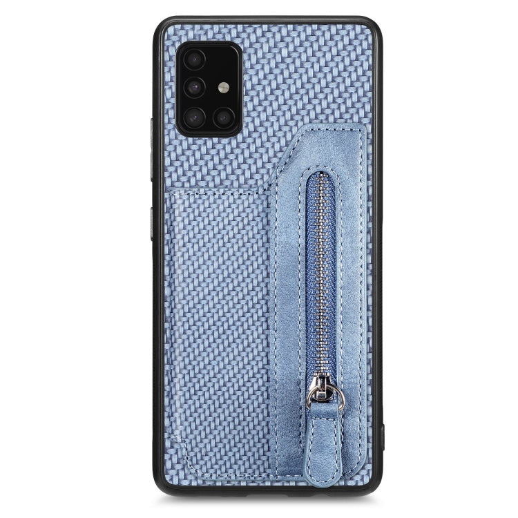 Carbon Fiber Horizontal Flip Zipper Wallet Phone Case
