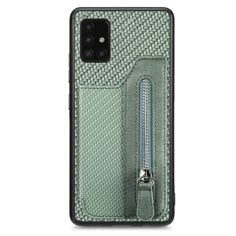 Carbon Fiber Horizontal Flip Zipper Wallet Phone Case