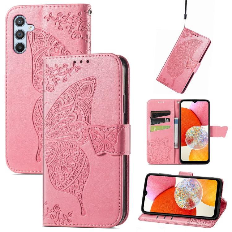 Butterfly Love Flower Embossed Leather Phone Case