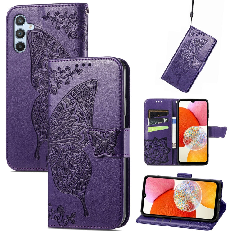 Butterfly Love Flower Embossed Leather Phone Case