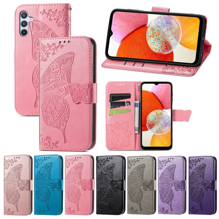 Butterfly Love Flower Embossed Leather Phone Case