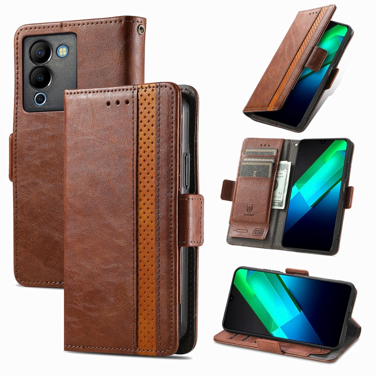 CaseNeo Splicing Dual Magnetic Buckle Leather Phone Case
