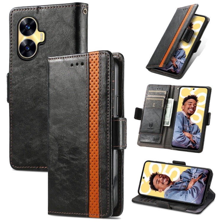 CaseNeo Splicing Dual Magnetic Buckle Leather Phone Case