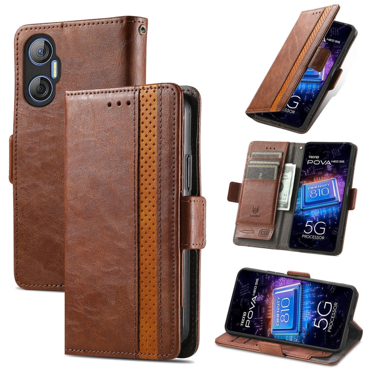 CaseNeo Splicing Dual Magnetic Buckle Leather Phone Case