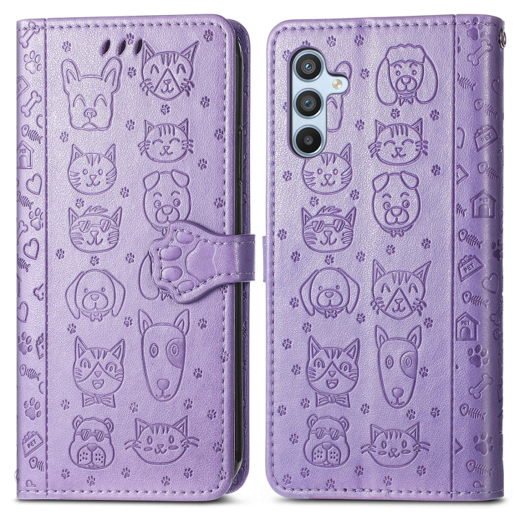Cat and Dog Embossed Phone Leather Phone Case