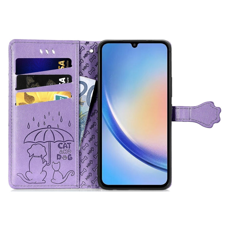 Cat and Dog Embossed Phone Leather Phone Case