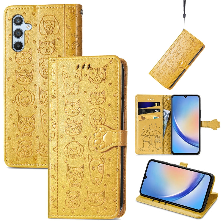 Cat and Dog Embossed Phone Leather Phone Case