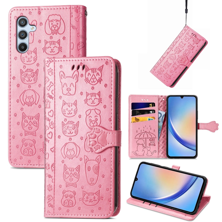 Cat and Dog Embossed Phone Leather Phone Case