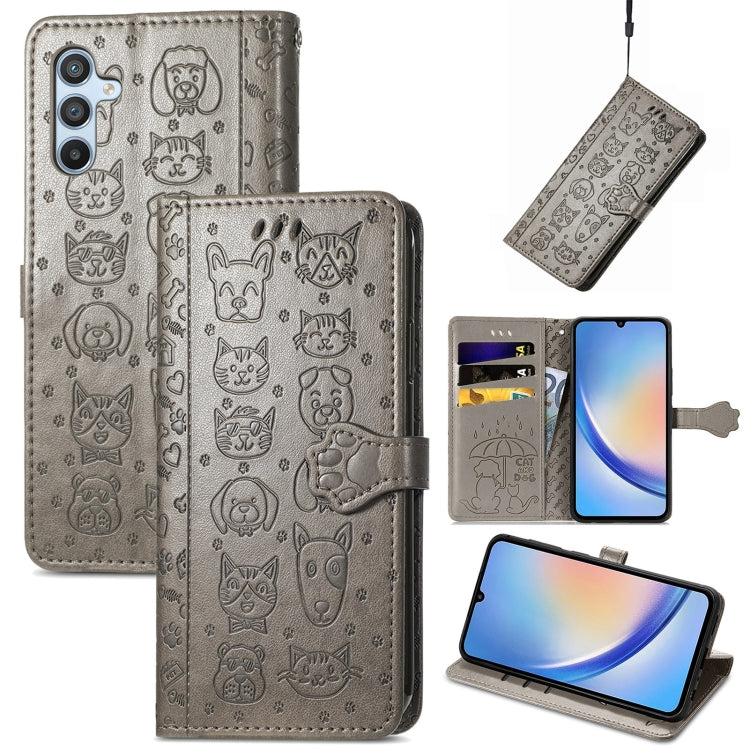Cat and Dog Embossed Phone Leather Phone Case