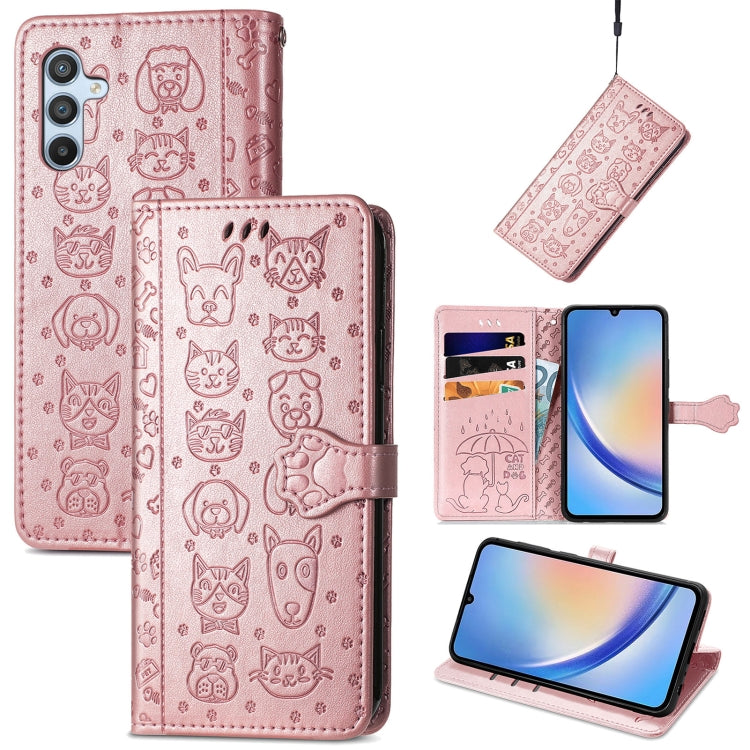 Cat and Dog Embossed Phone Leather Phone Case