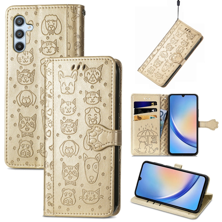 Cat and Dog Embossed Phone Leather Phone Case