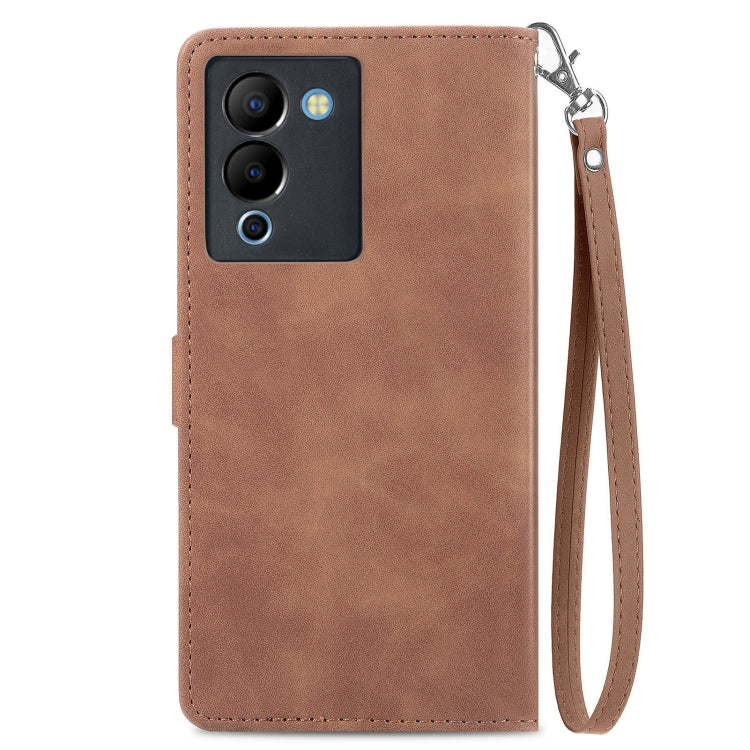 Embossed Flower Zipper Leather Phone Case