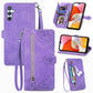 Embossed Flower Zipper Leather Phone Case