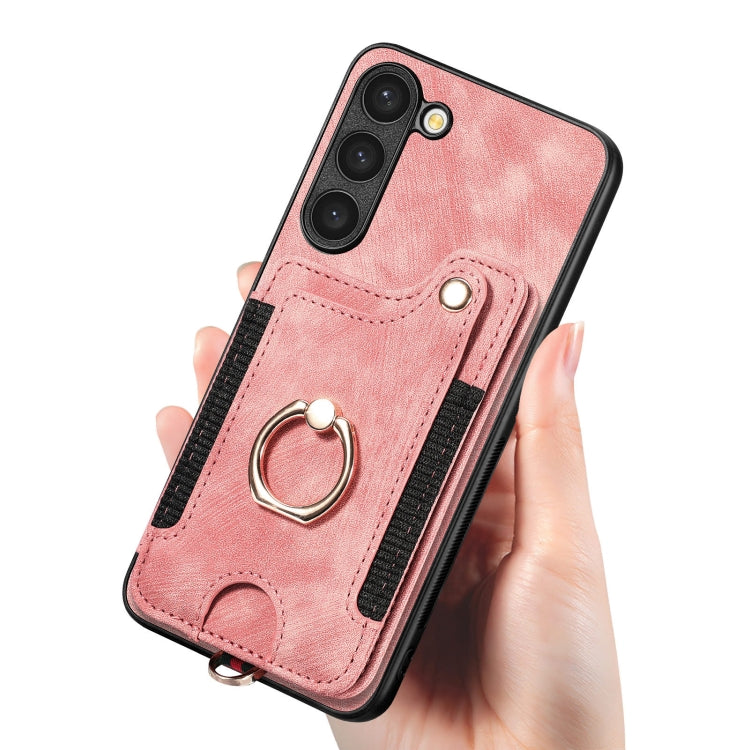 Retro Skin-feel Ring Multi-card Wallet Phone Case