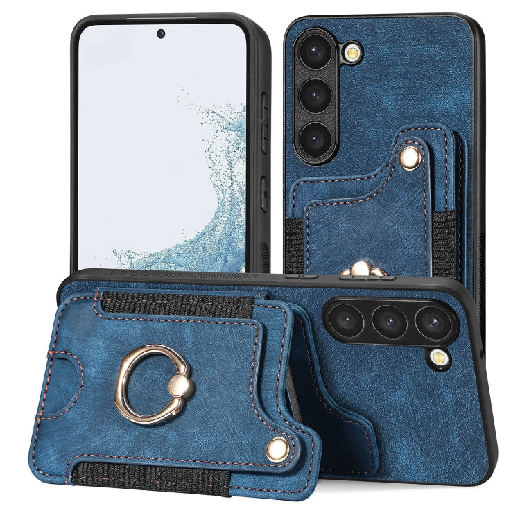 Retro Skin-feel Ring Multi-card Wallet Phone Case