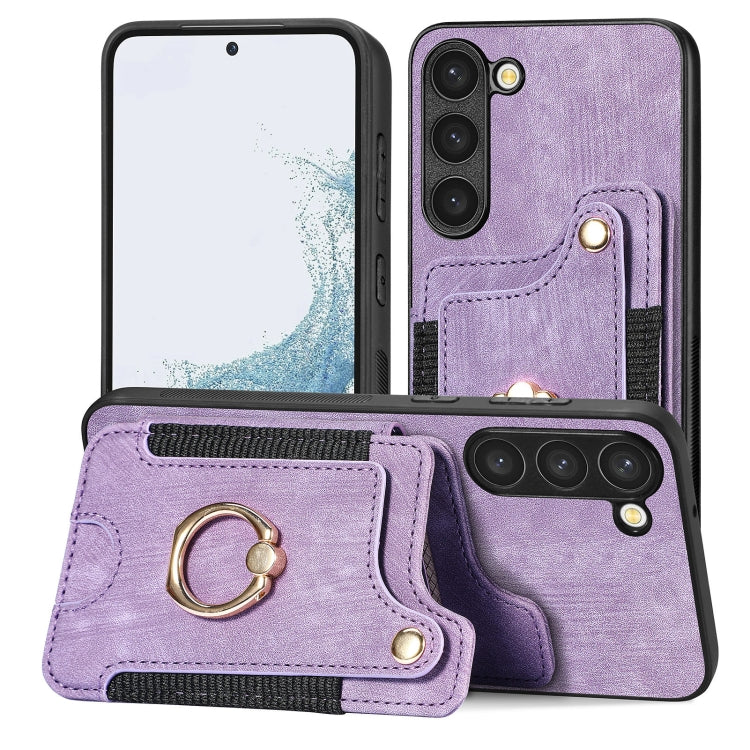 Retro Skin-feel Ring Multi-card Wallet Phone Case