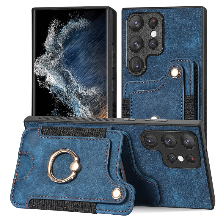 Retro Skin-feel Ring Multi-card Wallet Phone Case