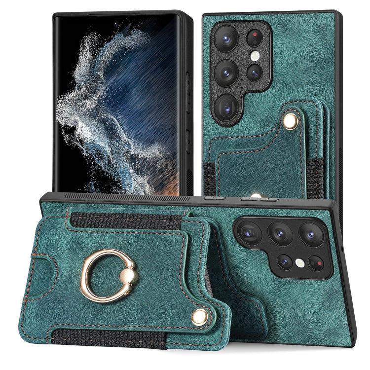 Retro Skin-feel Ring Multi-card Wallet Phone Case