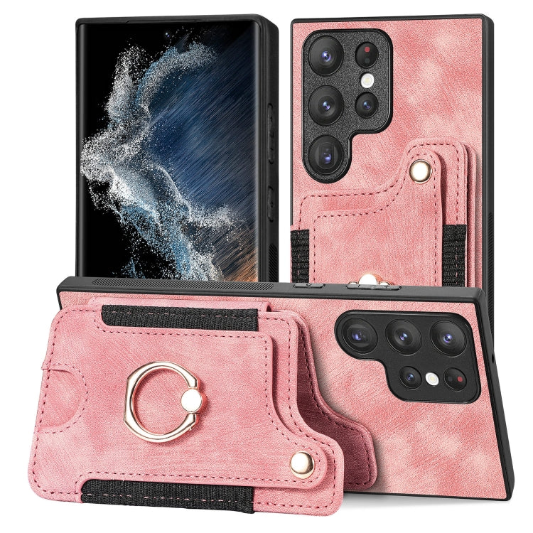 Retro Skin-feel Ring Multi-card Wallet Phone Case