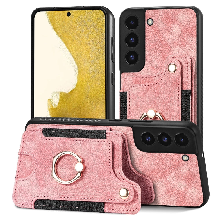 Retro Skin-feel Ring Multi-card Wallet Phone Case
