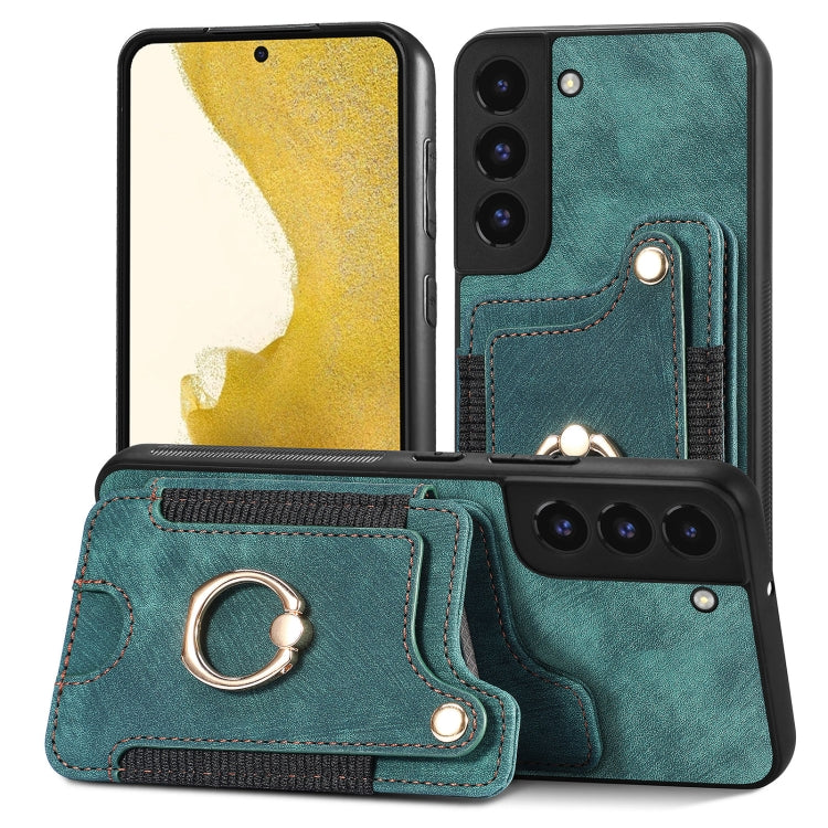 Retro Skin-feel Ring Multi-card Wallet Phone Case
