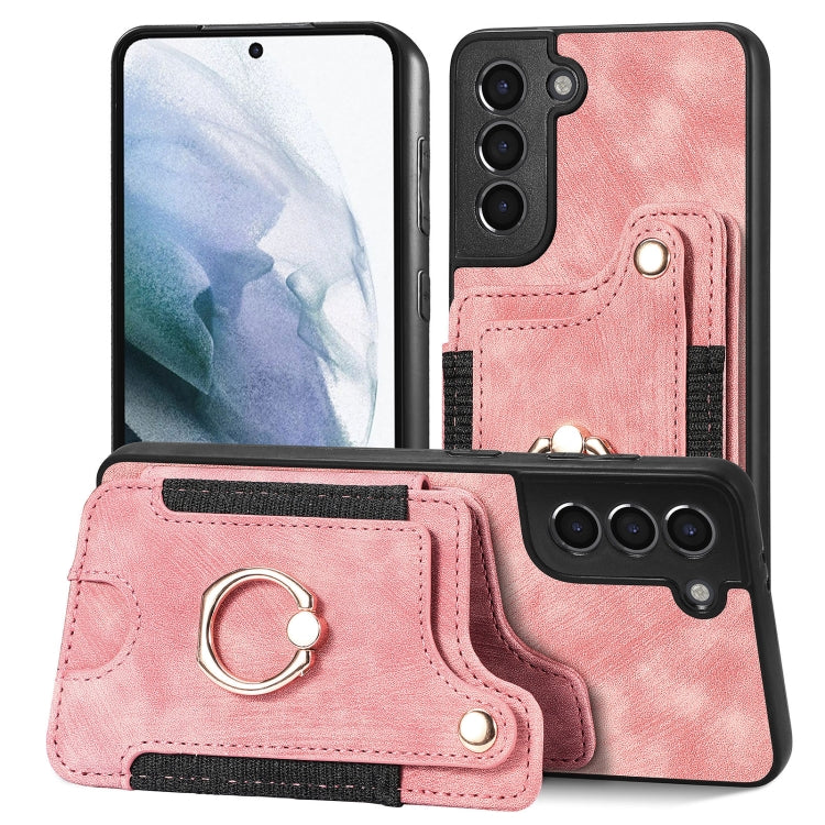 Retro Skin-feel Ring Multi-card Wallet Phone Case