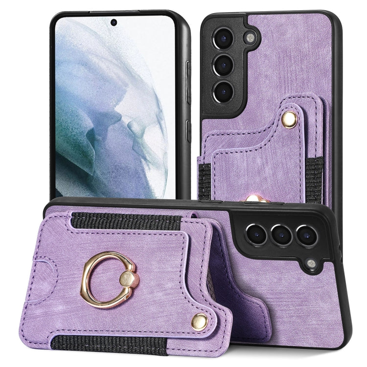 Retro Skin-feel Ring Multi-card Wallet Phone Case