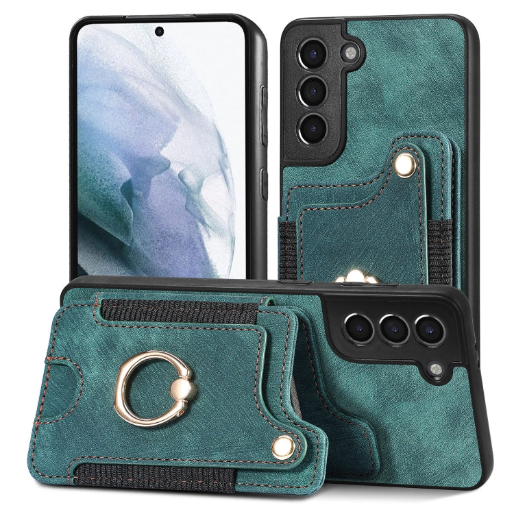 Retro Skin-feel Ring Multi-card Wallet Phone Case