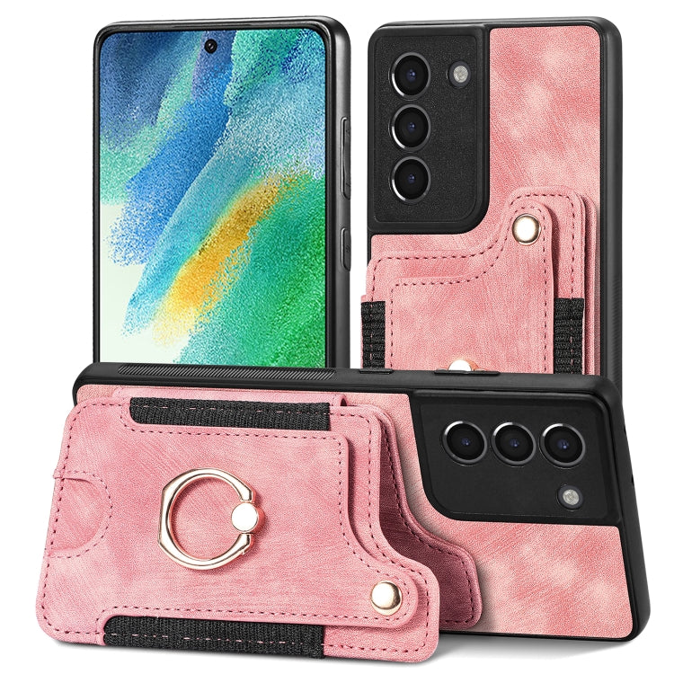 Retro Skin-feel Ring Multi-card Wallet Phone Case