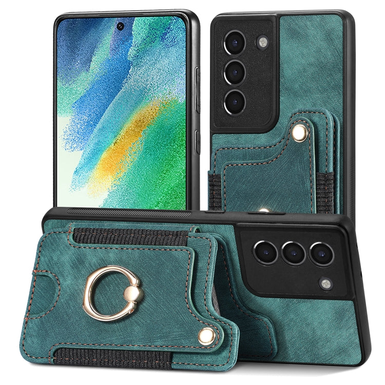 Retro Skin-feel Ring Multi-card Wallet Phone Case