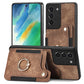 Retro Skin-feel Ring Multi-card Wallet Phone Case