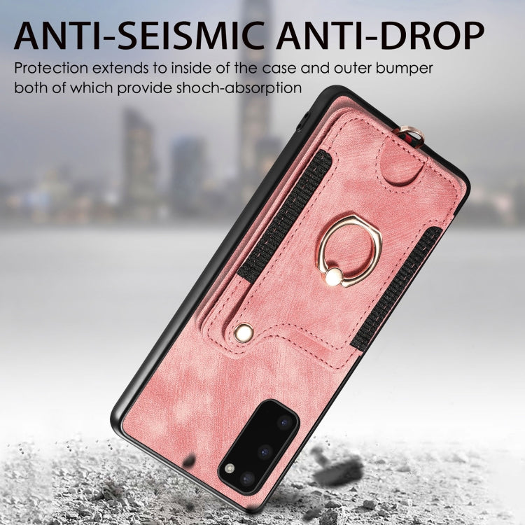 Retro Skin-feel Ring Multi-card Wallet Phone Case