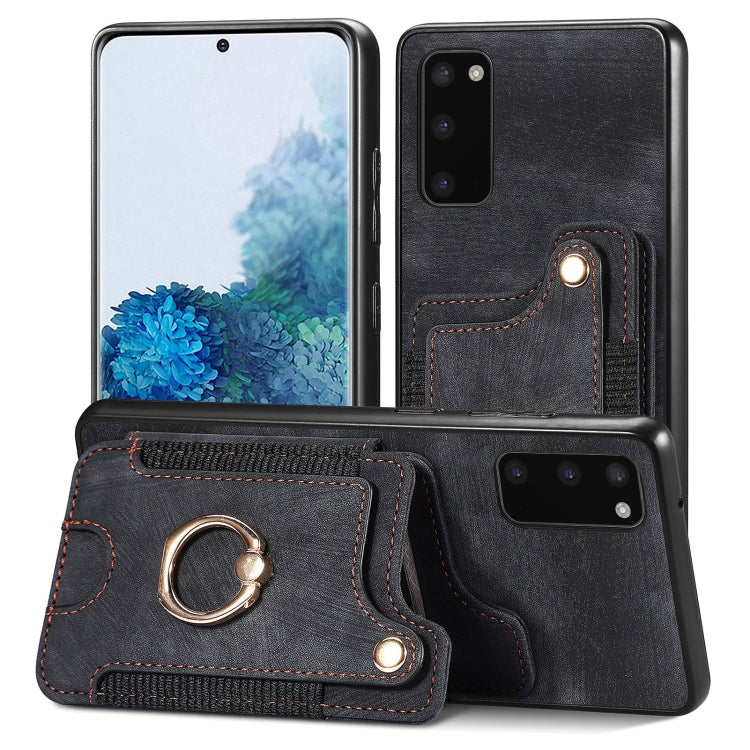 Retro Skin-feel Ring Multi-card Wallet Phone Case