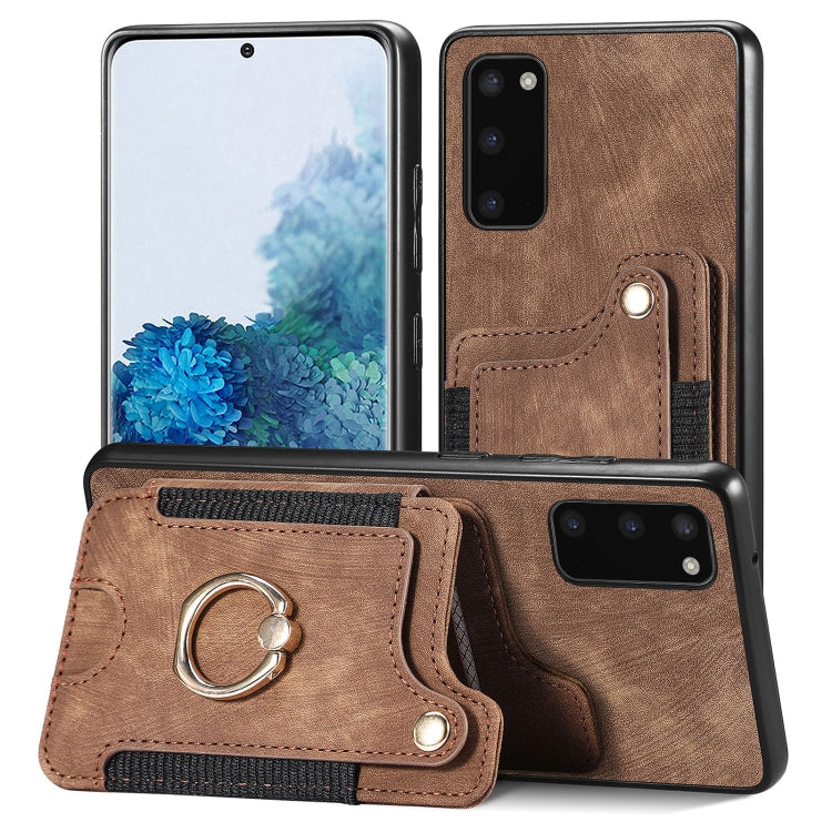 Retro Skin-feel Ring Multi-card Wallet Phone Case