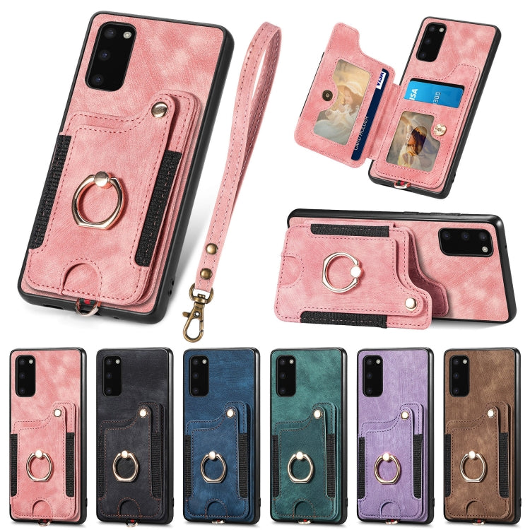 Retro Skin-feel Ring Multi-card Wallet Phone Case