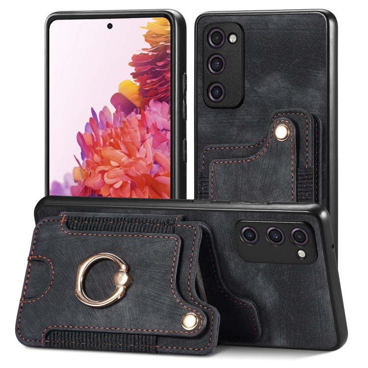 Retro Skin-feel Ring Multi-card Wallet Phone Case