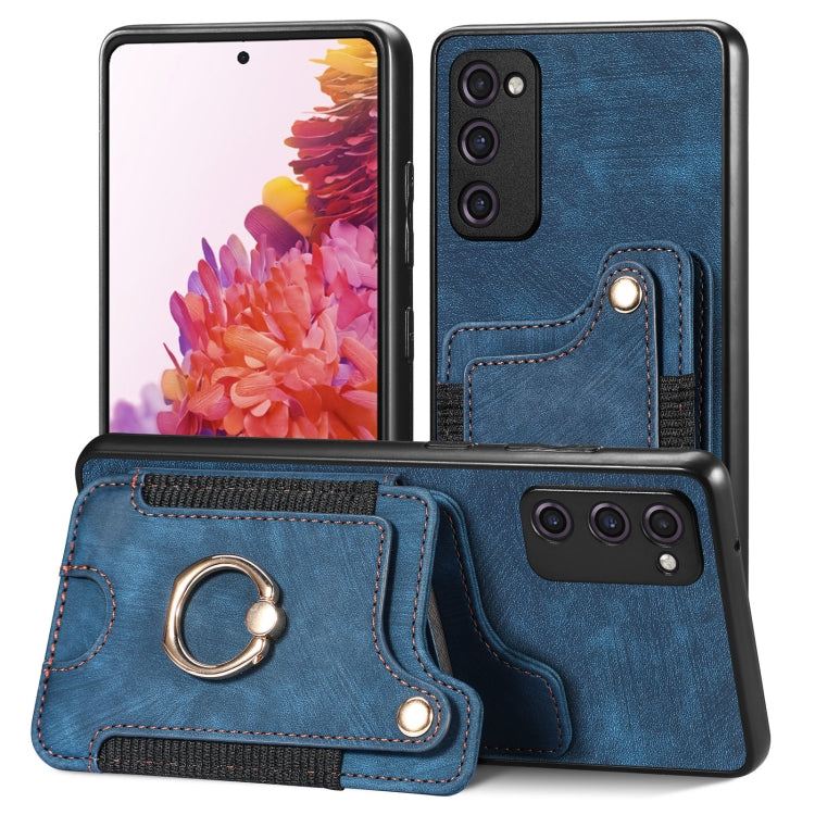 Retro Skin-feel Ring Multi-card Wallet Phone Case