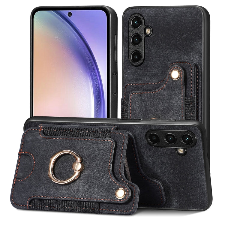 Retro Skin-feel Ring Multi-card Wallet Phone Case